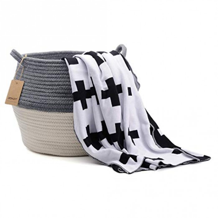 DOKOT Natural Cotton Belly Basket with Handles, Infant Baby Storage